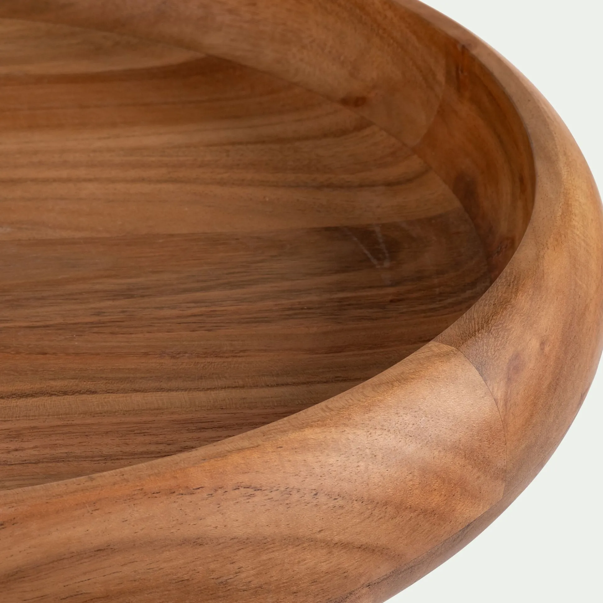 Plateau décoratif rond en bois d'acacia D45,5cm - naturel