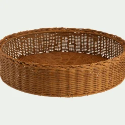Plateau décoratif rond en rotin D41cm - naturel