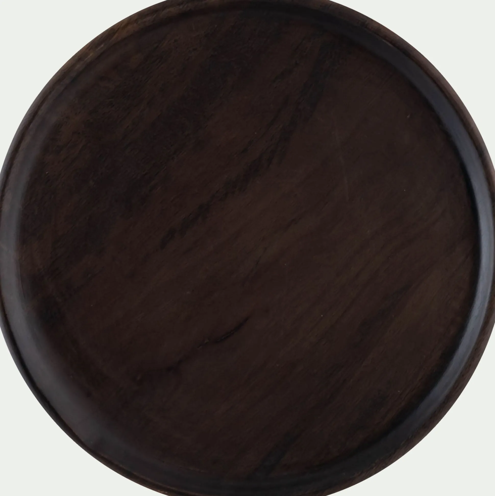 Plateau décoratif rond en bois de manguier D20,5cm - bois foncé