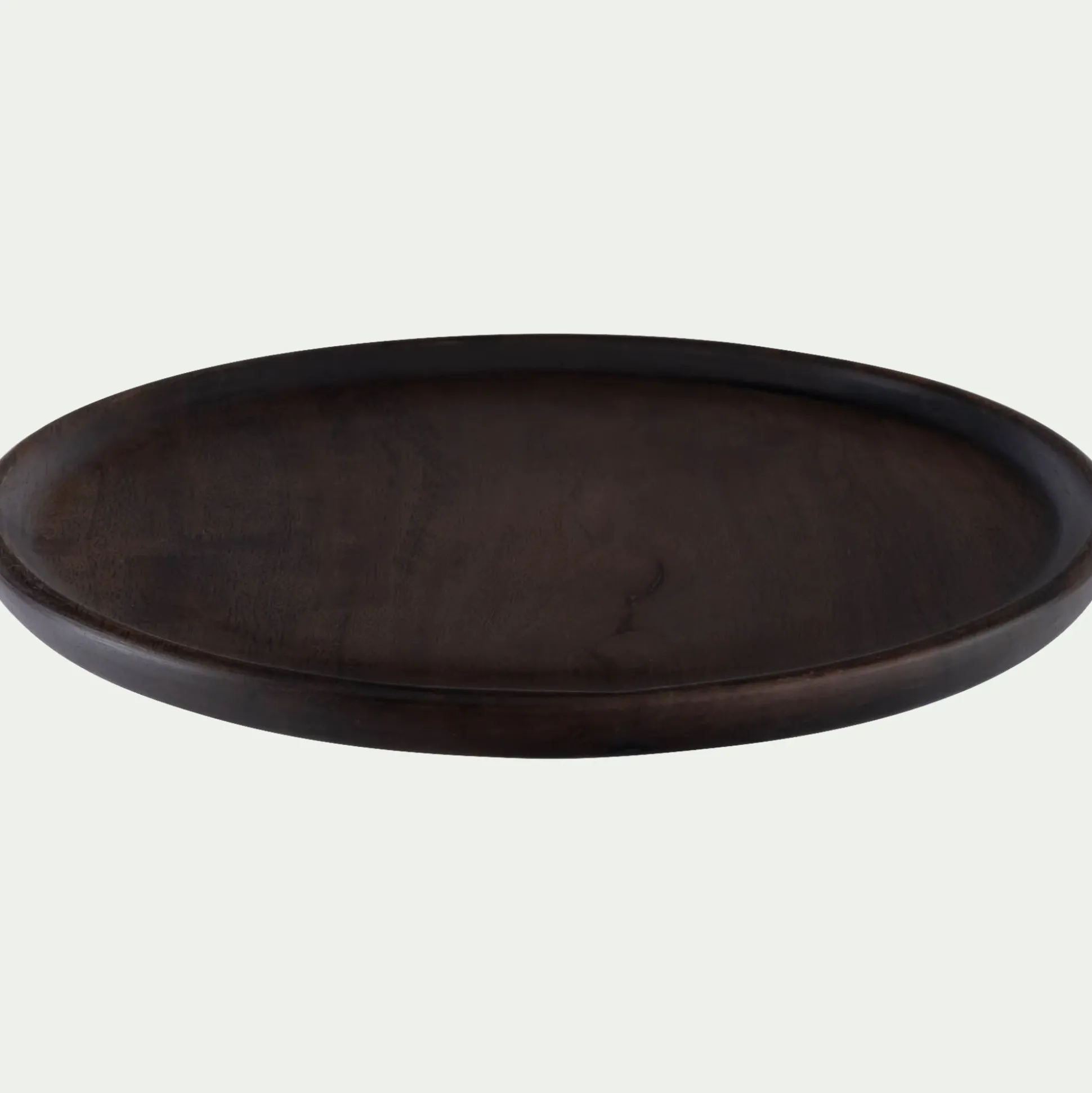 Plateau décoratif rond en bois de manguier D20,5cm - bois foncé