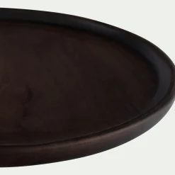 Plateau décoratif rond en bois de manguier D20,5cm - bois foncé