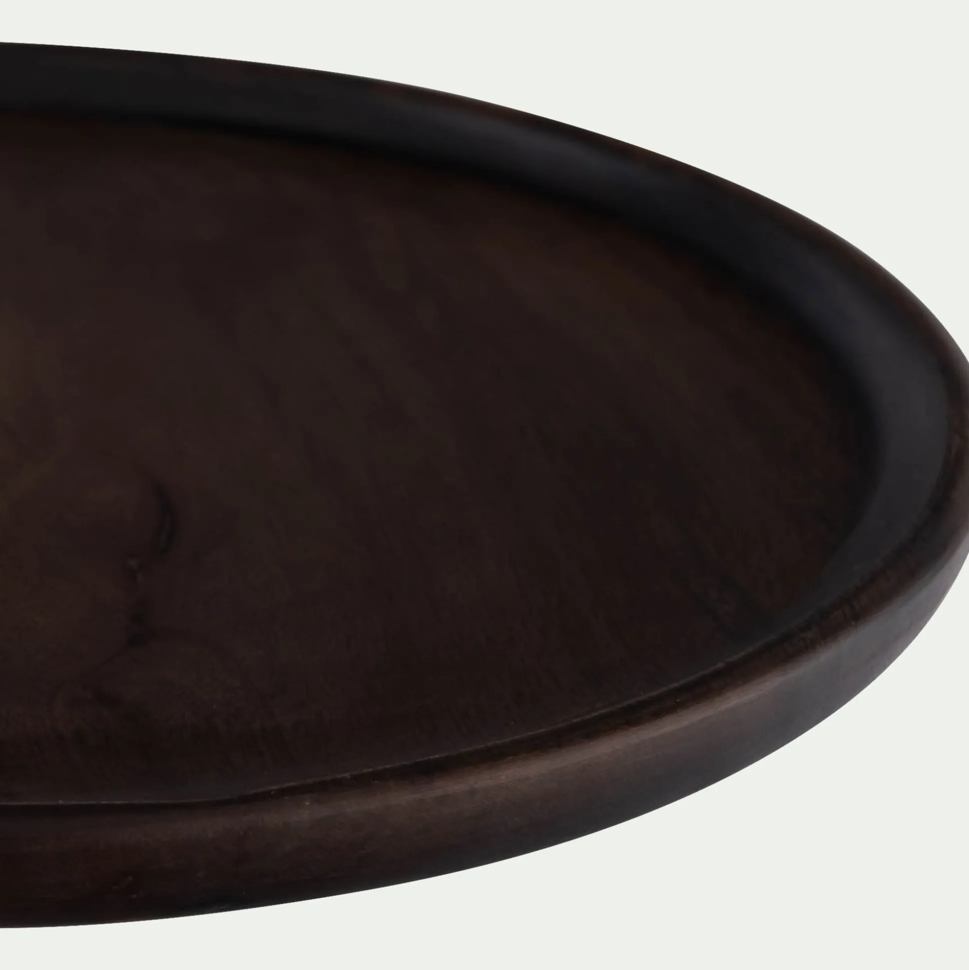 Plateau décoratif rond en bois de manguier D20,5cm - bois foncé