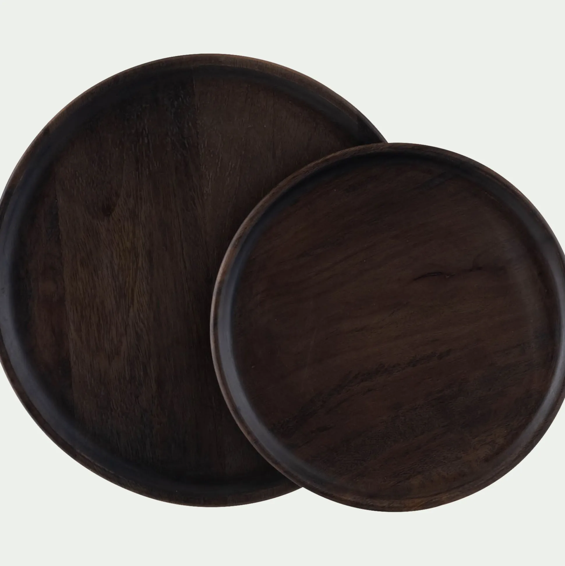 Plateau décoratif rond en bois de manguier D20,5cm - bois foncé