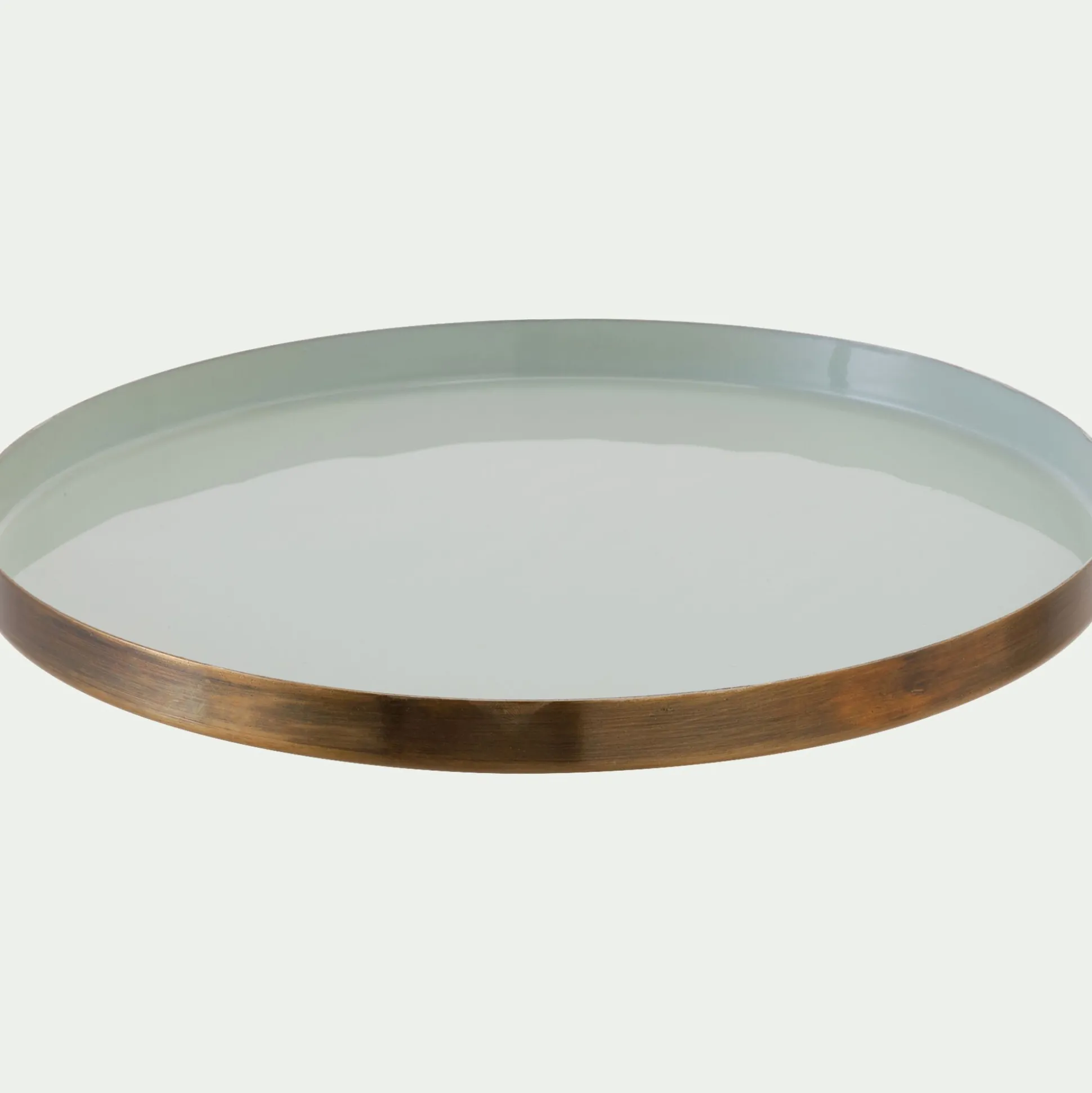 Plateau rond en fer - vert olivier D25cm