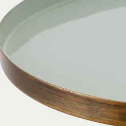 Plateau rond en fer - vert olivier D25cm