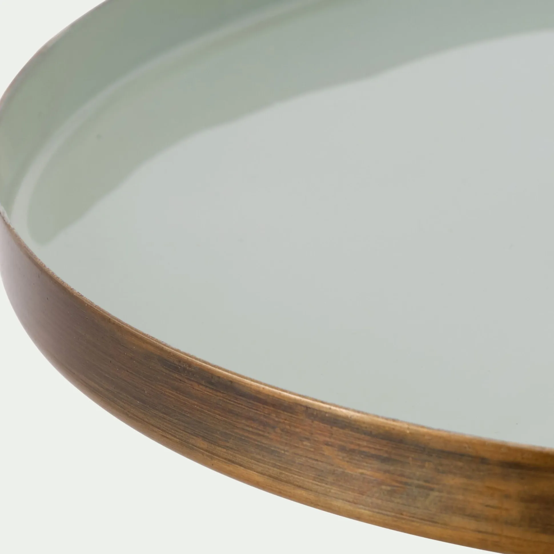 Plateau rond en fer - vert olivier D25cm