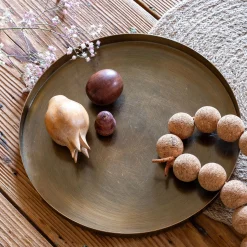 Plateau rond en fer D25cm - doré