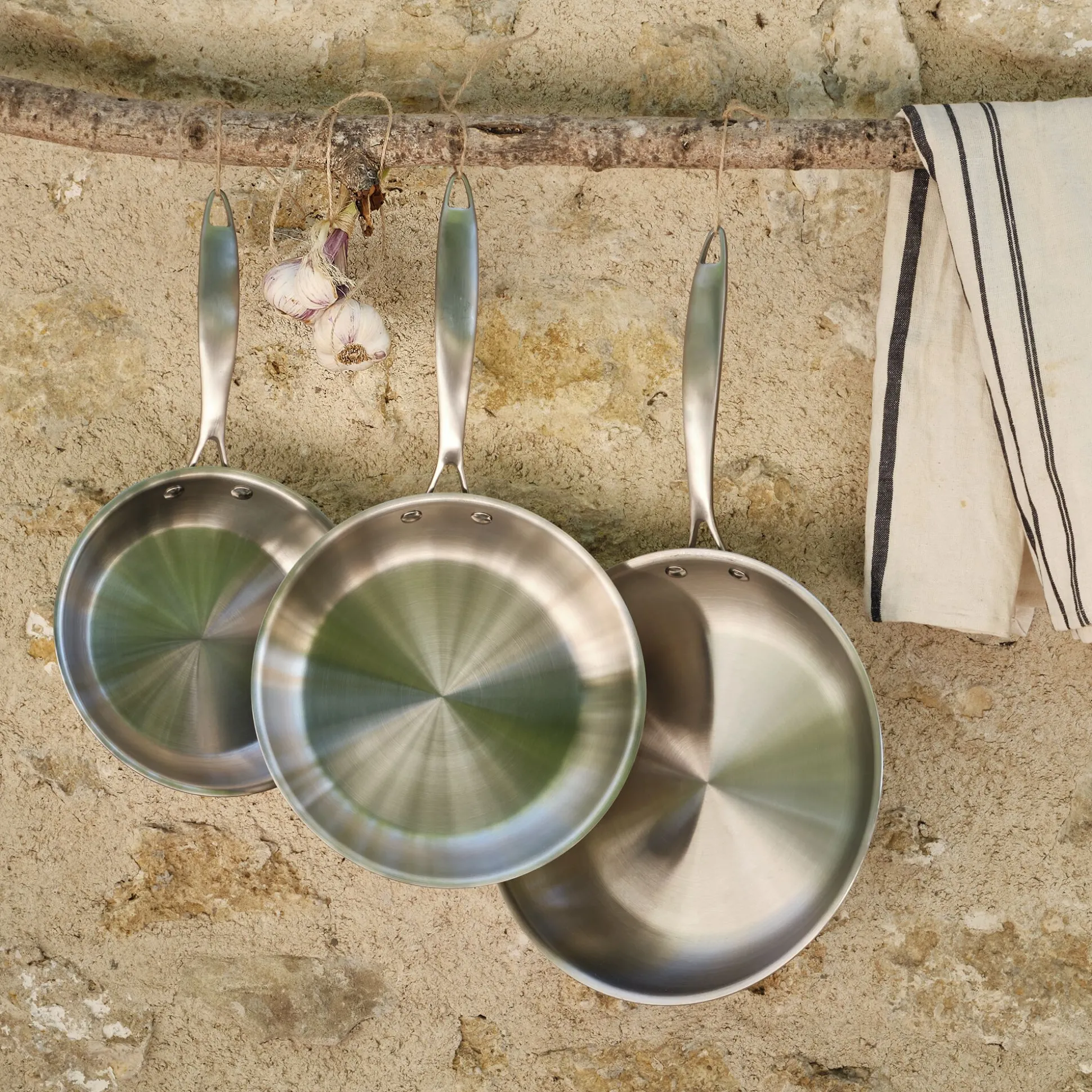 Poêle en inox D24cm - argenté métallisé