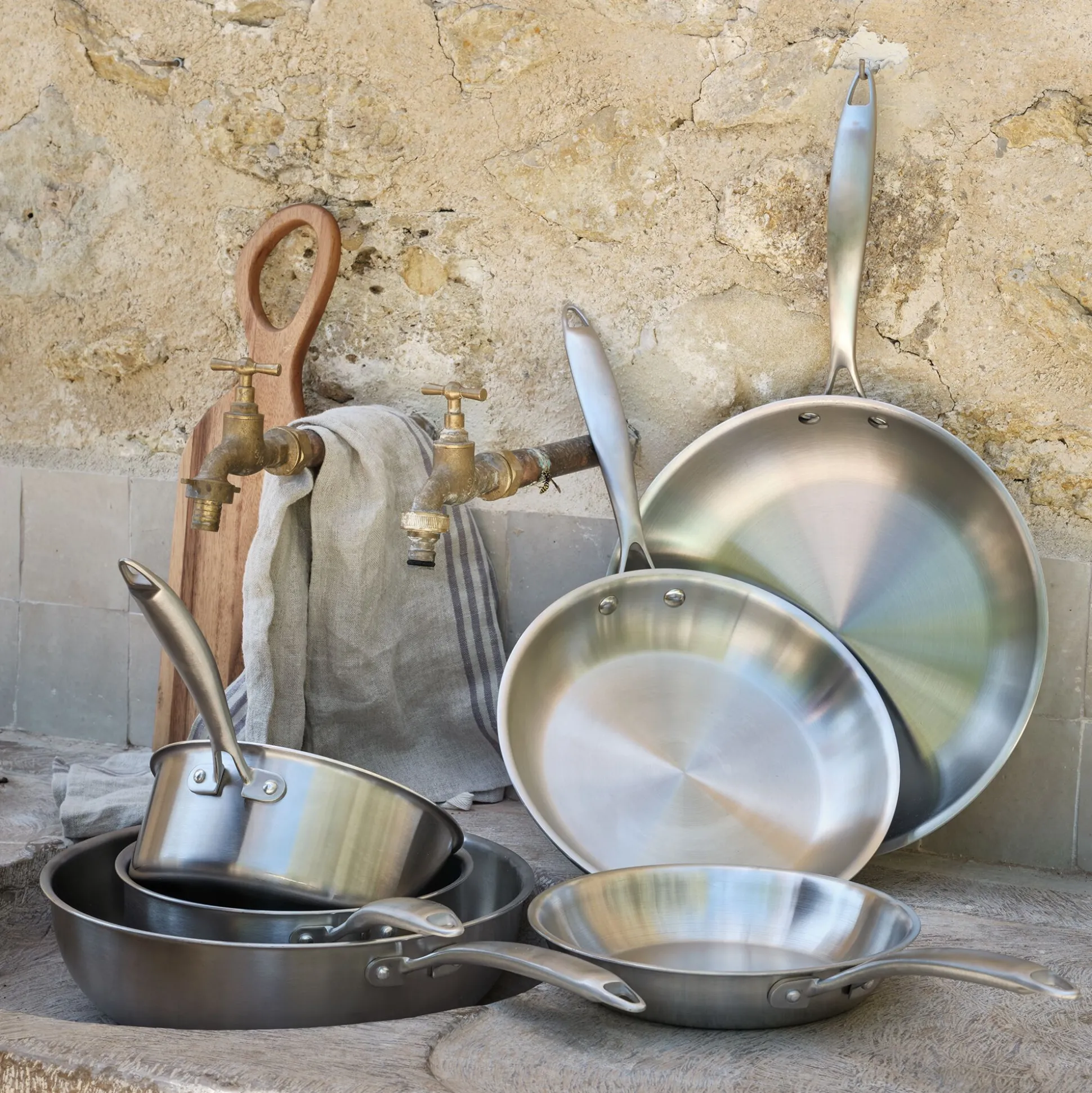 Poêle en inox D24cm - argenté métallisé