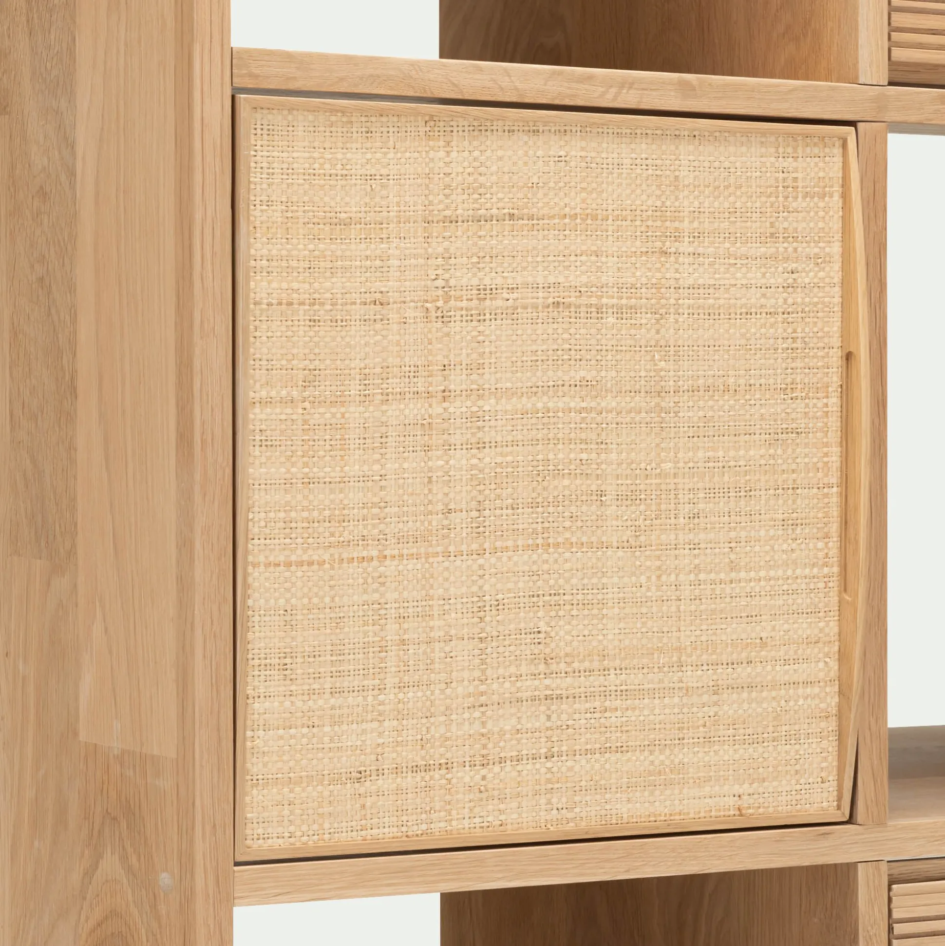 Porte en chêne et raphia avec fond - bois clair