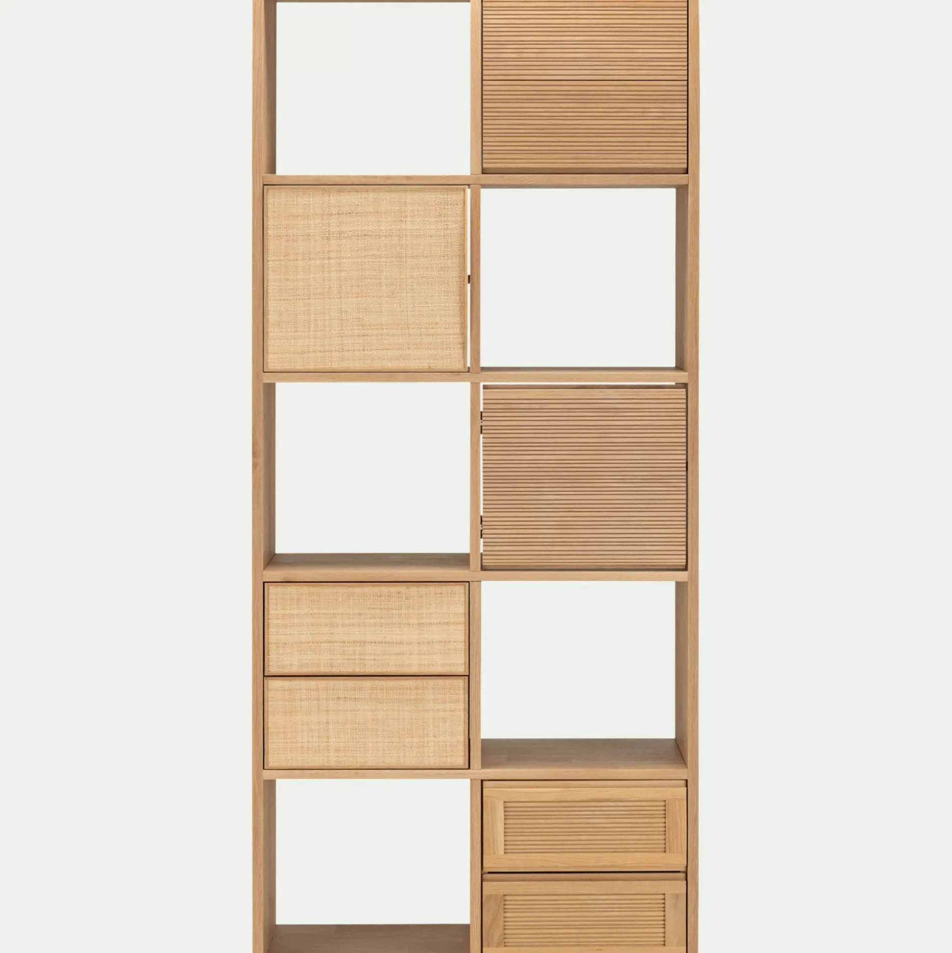 Porte en chêne et raphia avec fond - bois clair