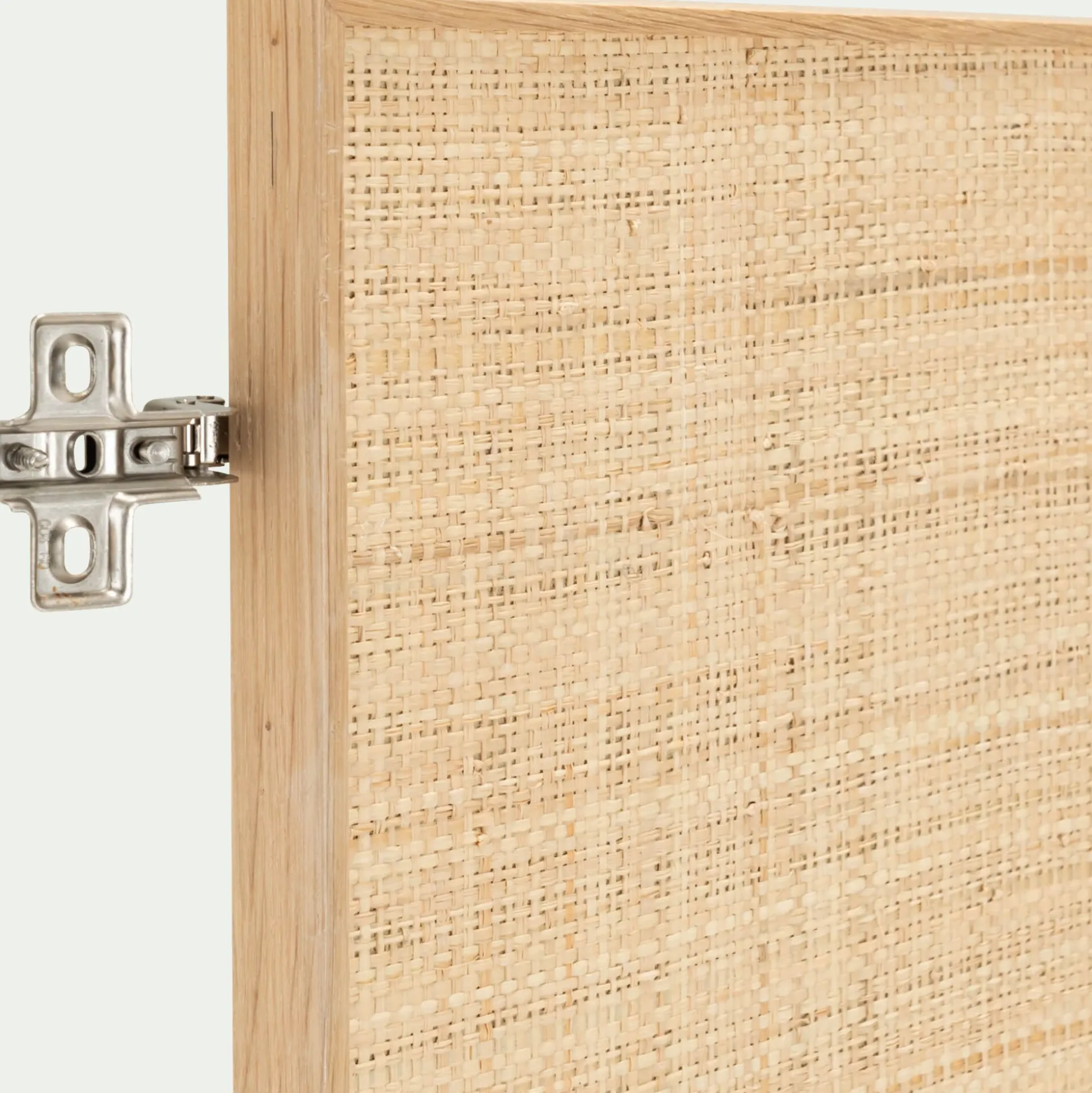 Porte en chêne et raphia avec fond - bois clair