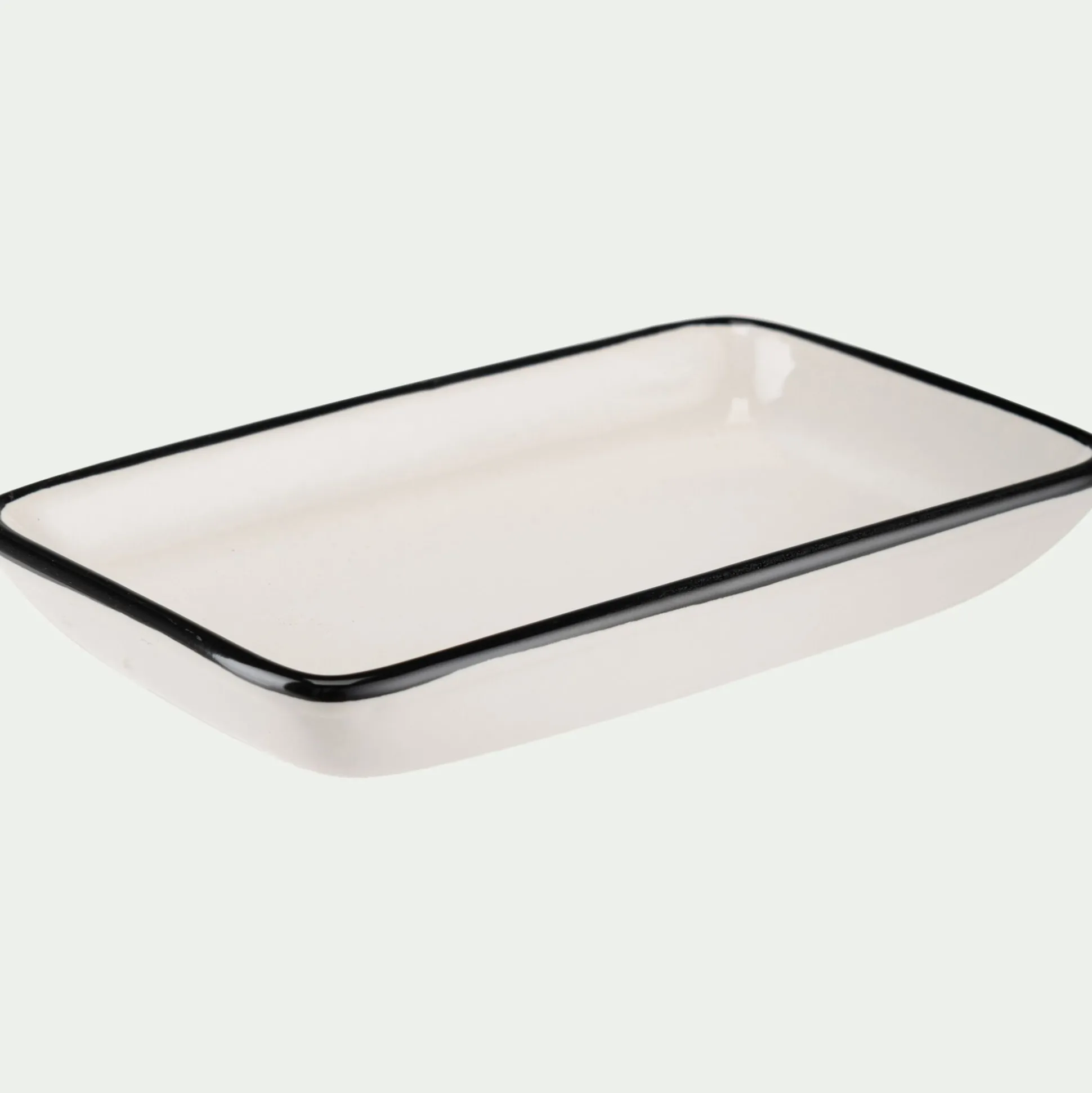 Porte savon rectangle en grès - blanc L23cm