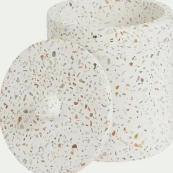 Pot à coton en terrazzo H12,5cm - blanc