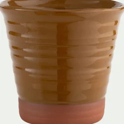 Pot bicolore en terre cuite D29cm - jaune