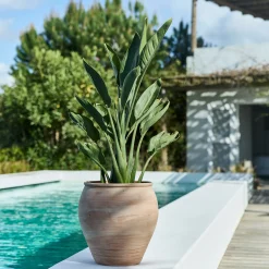 Pot texturé en terre cuite D31,5cm - terracotta