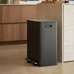 Poubelle de tri double en plastique 2x30L - noir