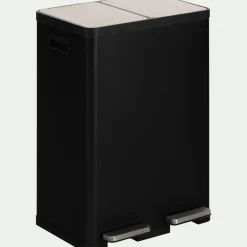 Poubelle de tri double en plastique 2x30L - noir
