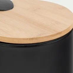 Poubelle en métal et bambou 2,5L - noir