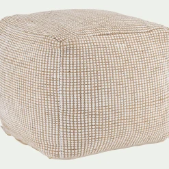 Pouf carré en coton et jute - naturel L45xl45xH40cm