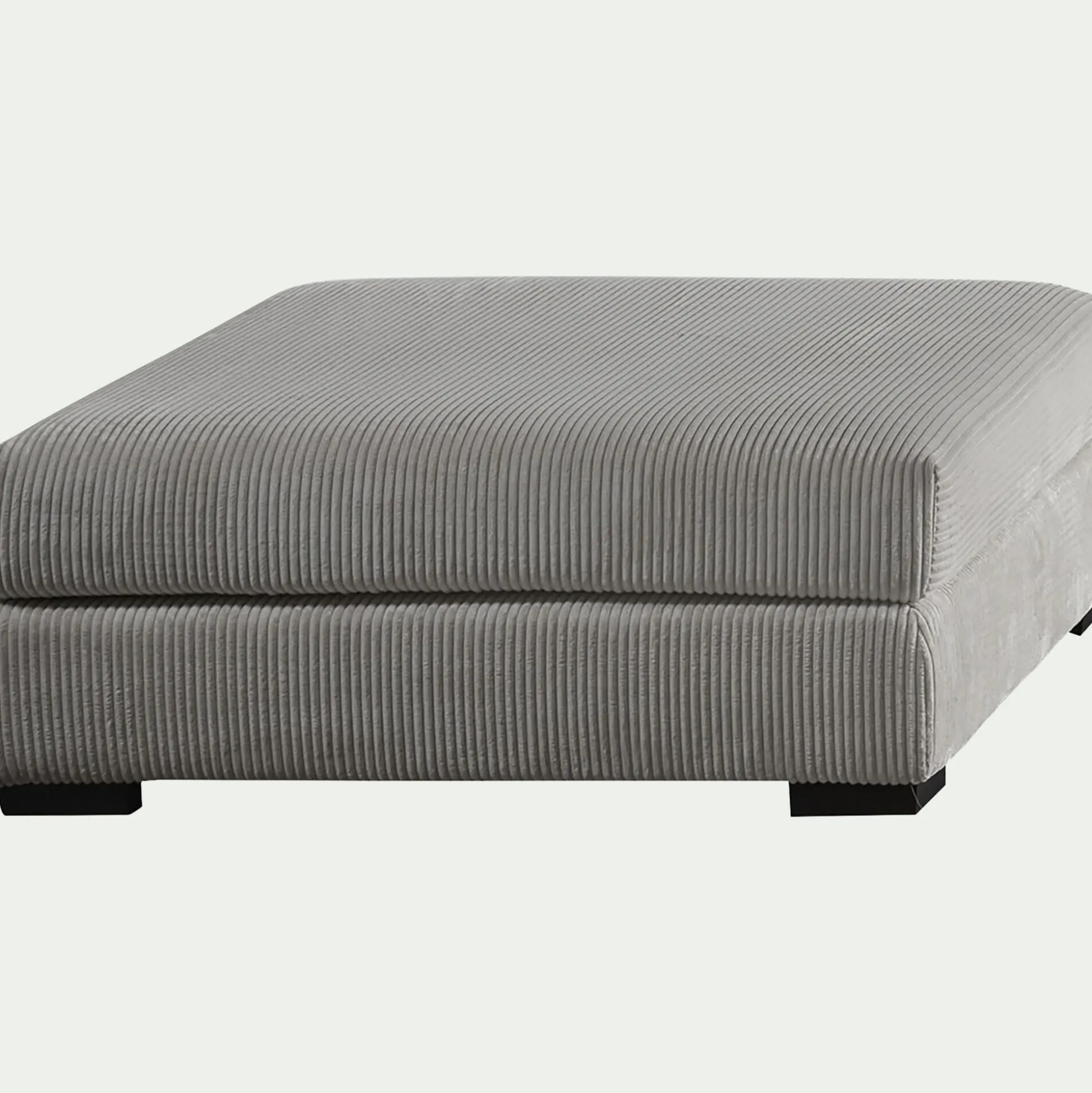 Pouf carré en velours côtelé Azores - gris borie