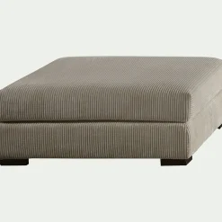 Pouf carré en velours côtelé Azores - taupe