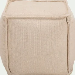 Pouf cubique en coton - beige D45xH45cm