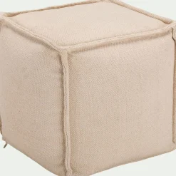 Pouf cubique en coton - beige D45xH45cm