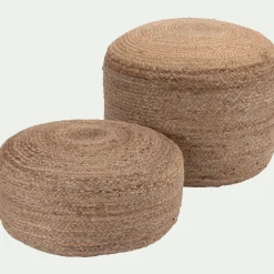 Pouf en jute D50xH20cm - naturel