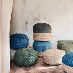 Pouf en jute D50xH20cm - naturel