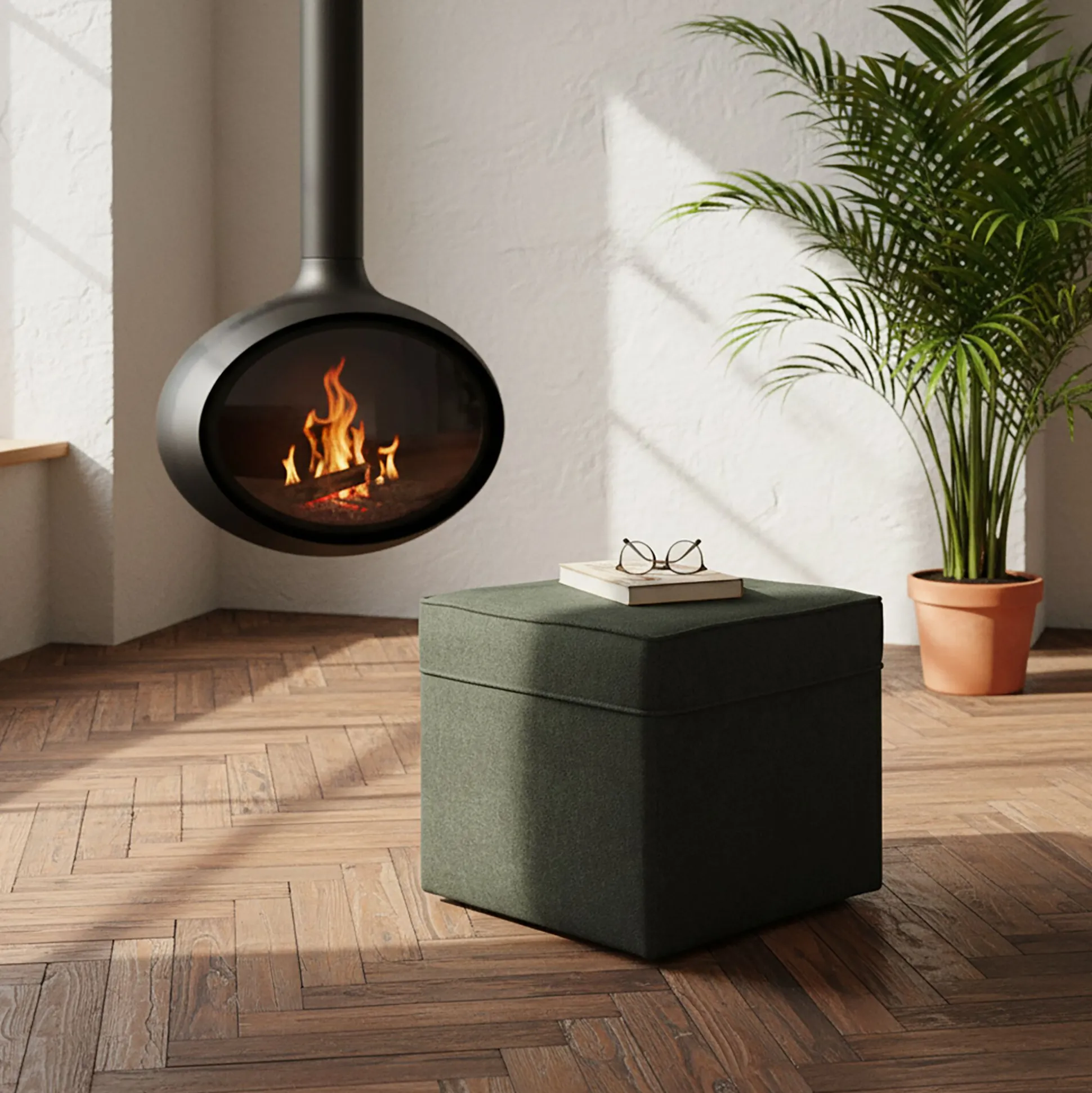 Pouf en tissu - vert