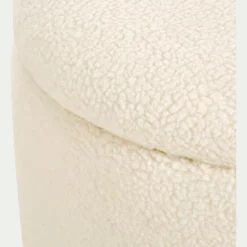 Pouf en tissu avec coffre de rangement - blanc H43cm