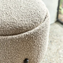 Pouf en tissu avec coffre de rangement H40,5cm - beige