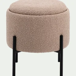 Pouf en tissu avec coffre de rangement H40,5cm - beige