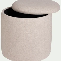 Pouf en tissu avec coffre de rangement - beige roucas H43cm