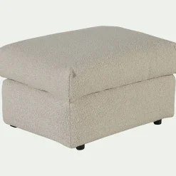 Pouf en tissu bouclette - blanc écru