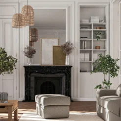 Pouf en tissu bouclette - gris clair