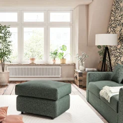 Pouf en tissu chenille - bleu calaluna