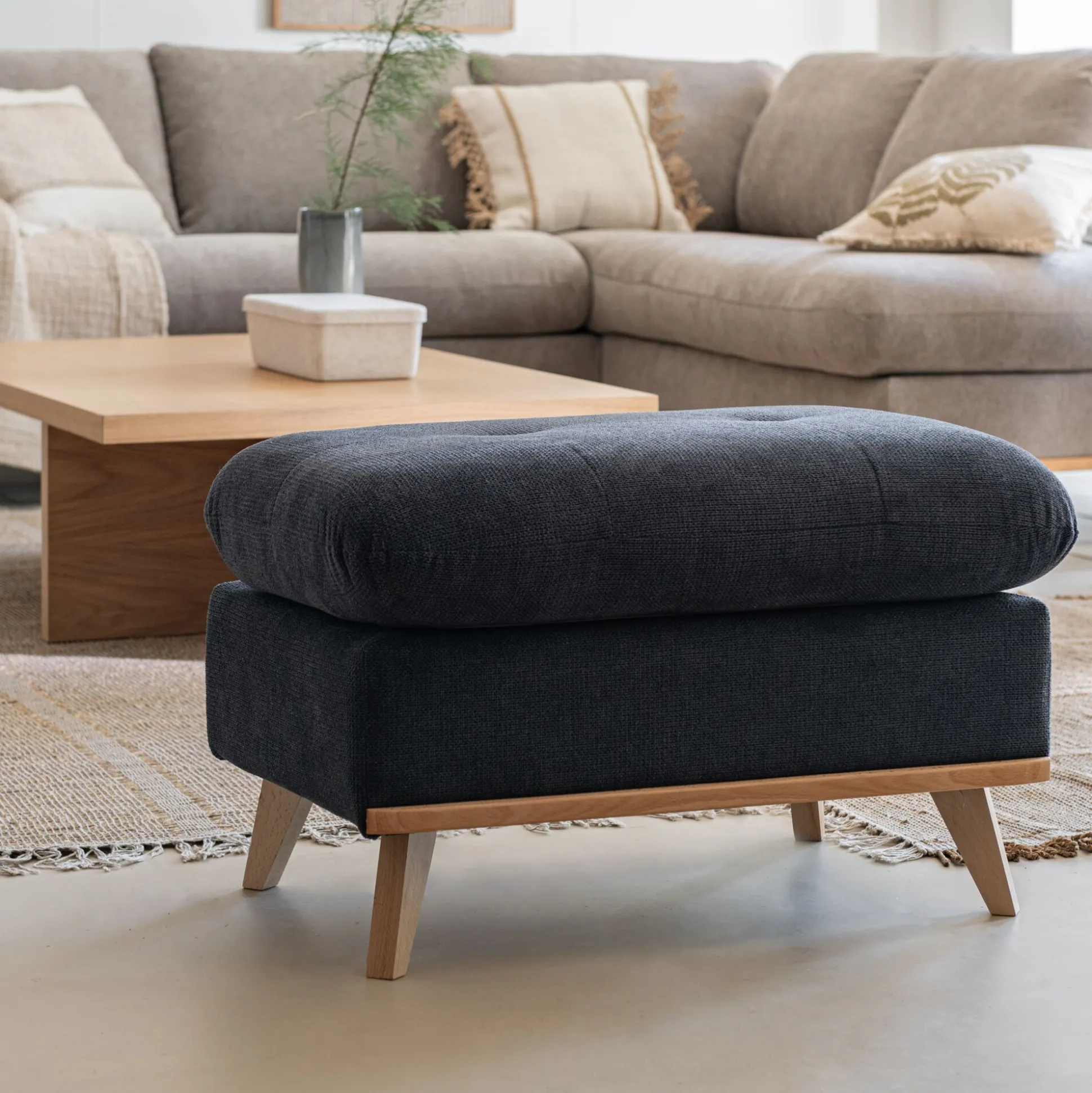 Pouf en tissu crown - bleu calabrun