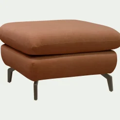 Pouf en tissu doux tramé - brun rustrel