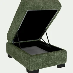 Pouf en tissu Genesis avec coffre - vert cèdre