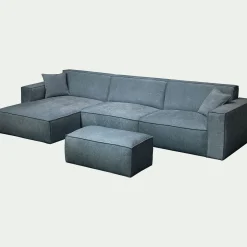 Pouf en tissu tramé - bleu