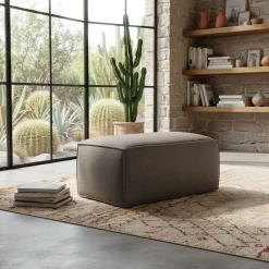 Pouf en tissu tramé - gris