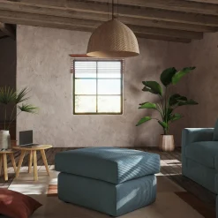 Pouf en velours côtelé - bleu