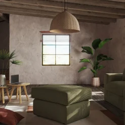 Pouf en velours côtelé - vert cèdre