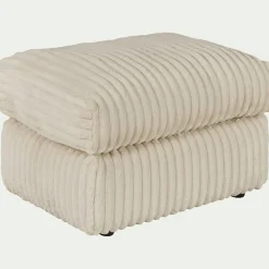 Pouf en velours côtelé Bita - blanc ventoux