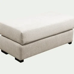 Pouf rectangulaire en velours côtelé Azores - beige