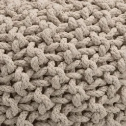 Pouf tressé en coton - beige roucas D50xH30cm