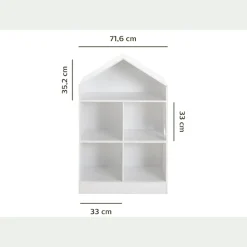 Rangement forme maison 5 cases pour chambre enfant - blanc