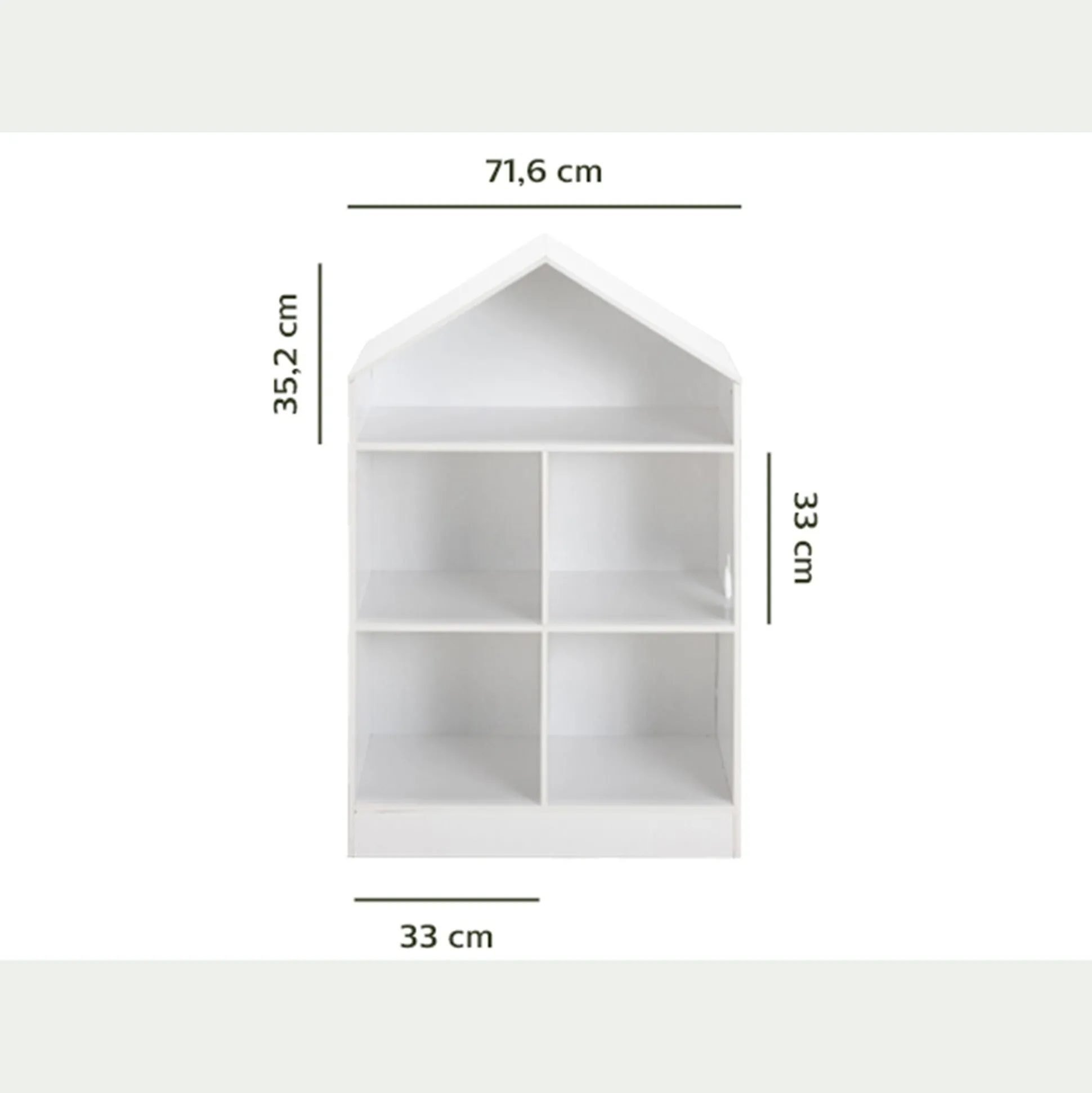Rangement forme maison 5 cases pour chambre enfant - blanc
